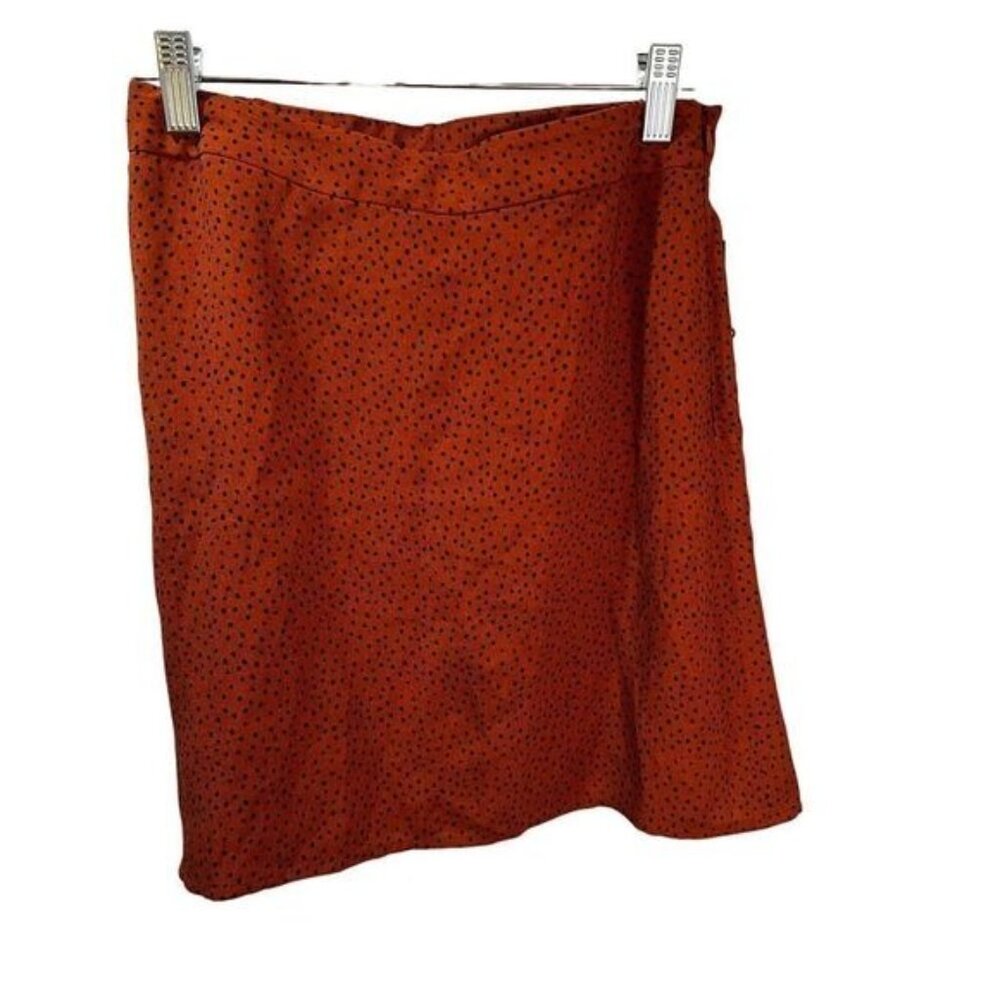 Rust Orange & Black Polka Dot Mini Skirt‎ With Side Zipper By BP. Size S